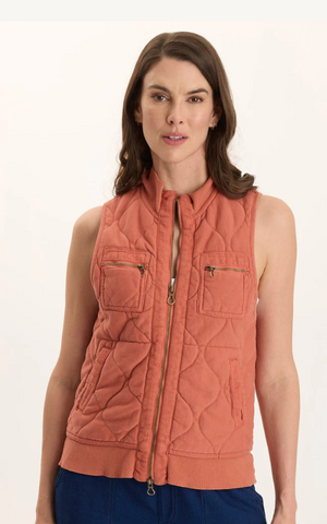 XCVI Quilted Zipper Vest Papaver