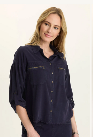 XCVI Knapp Blue Blouse