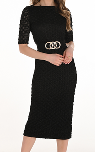 Frank Lyman Black Short Sleeve Dress W Belt
