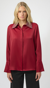 JR Satin Blouse W /Embellished Collar