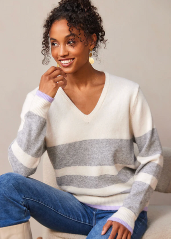 Karen Kane Stripe V Neck Sweater
