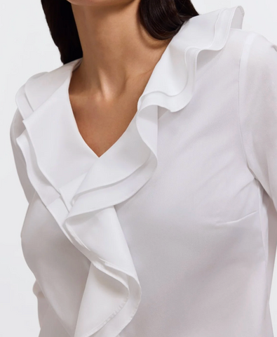 Foxcroft White Shantel Ruffle Shirt