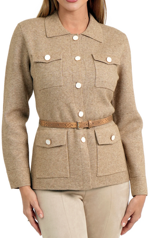 Love Token Camel Belted Cardigan