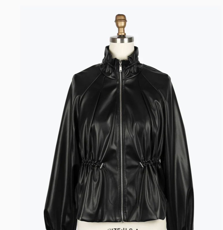 Damee Vegan Leather Drawstring Jacket