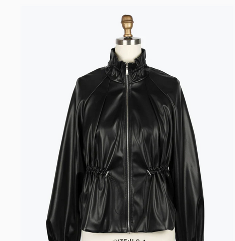 Damee Vegan Leather Drawstring Jacket