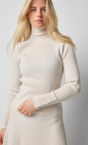 Lilla P Mist Slim Rib Turtleneck Top