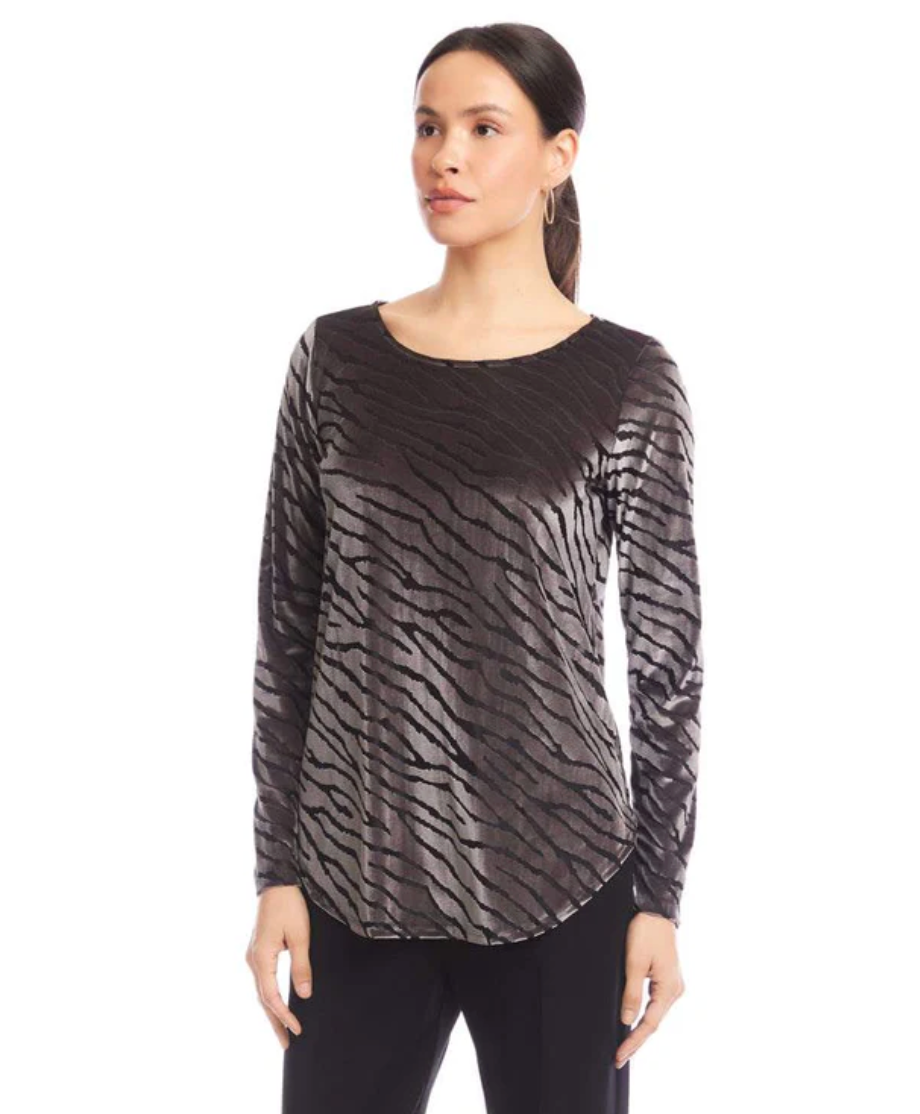 Karen Kane Velvet Zebra Burnout Top