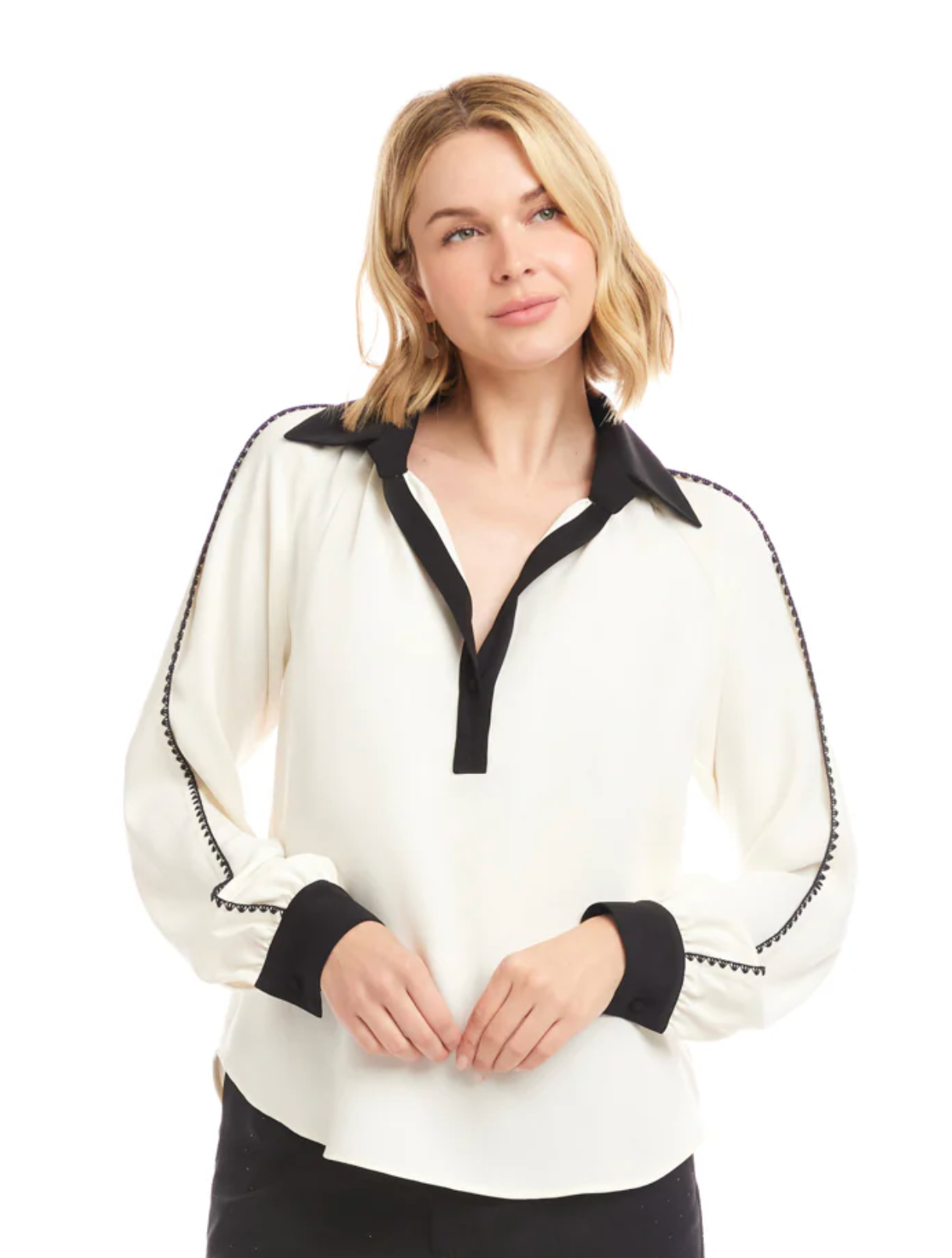 Karen Kane Colorblock Edge Stitch Top