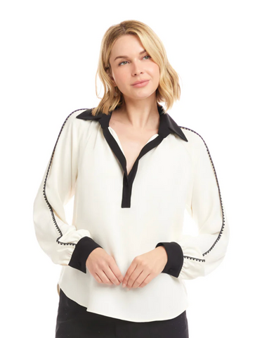 Karen Kane Colorblock Edge Stitch Top
