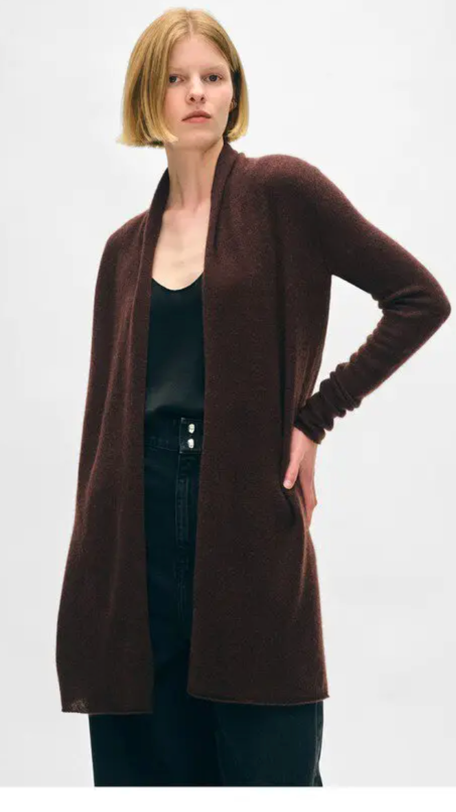 White & Warren Maple Brown Cashmere Cardigan