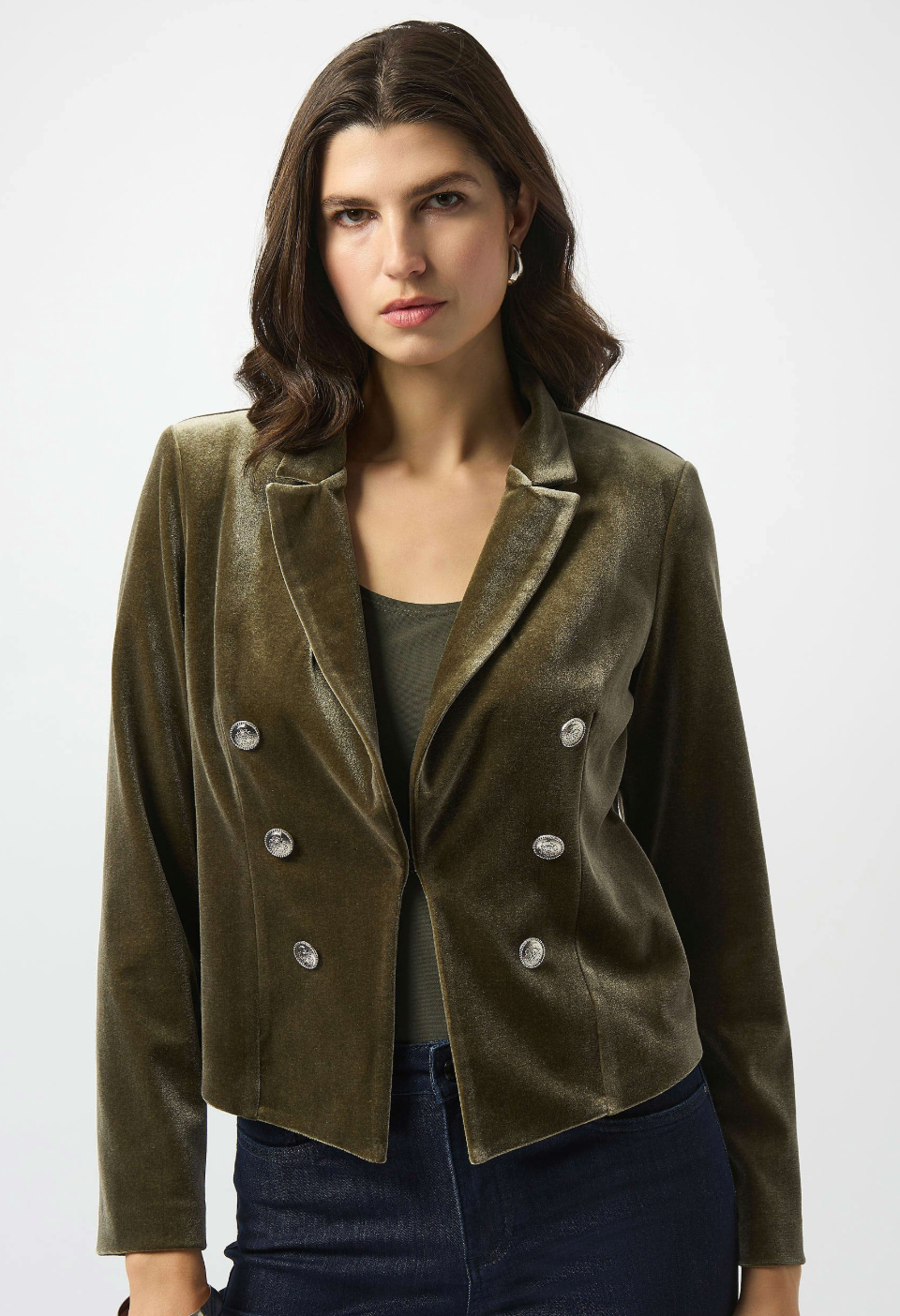 JR Khaki Velvet Fitted Blazer