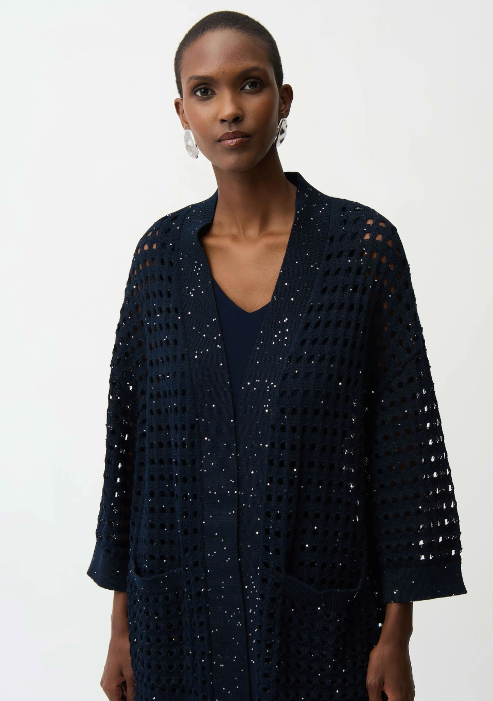 JR Taupe Cotton Blend Open Stitch Boxy Cardigan