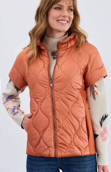 French Dressing Bronze Mixed Media Short Sleeve Jacket