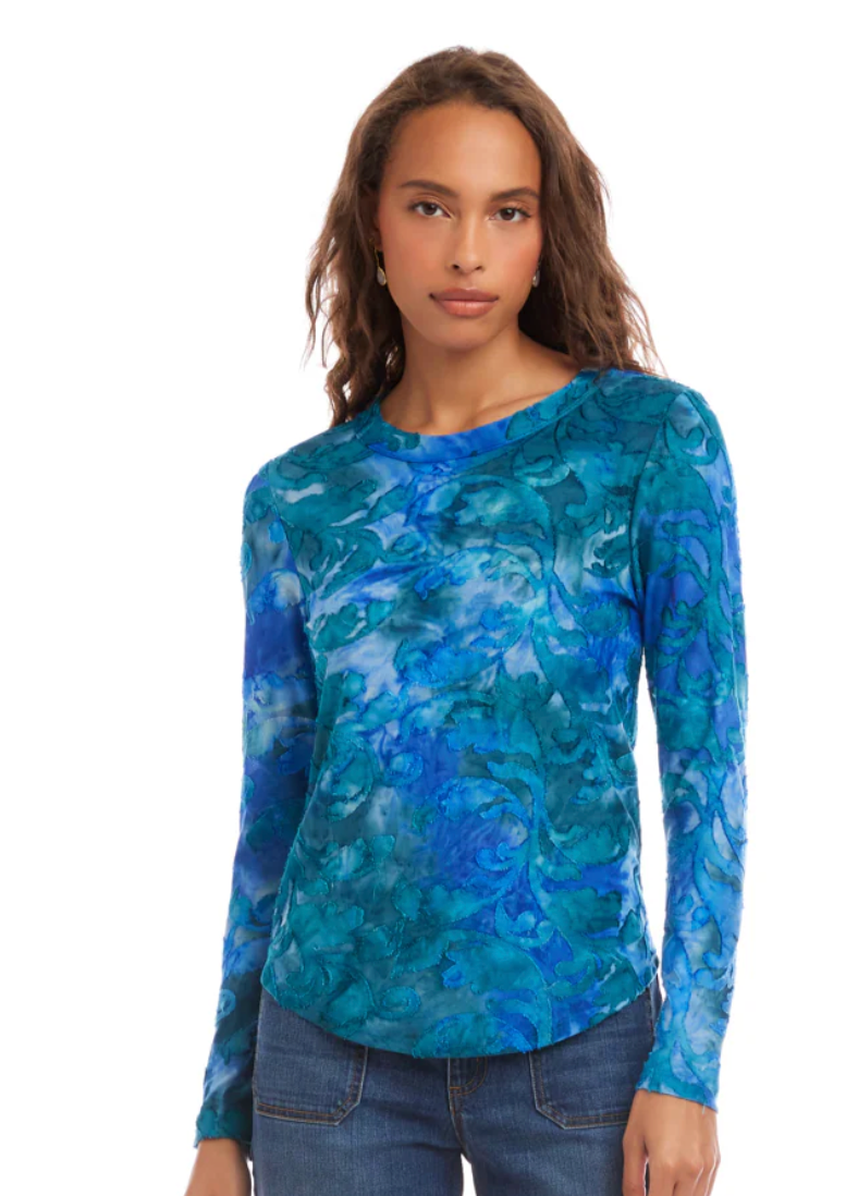 Karen Kane Tie Dye Burnout Top