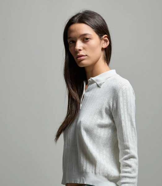 Asher Presley Pointelle Polo Top