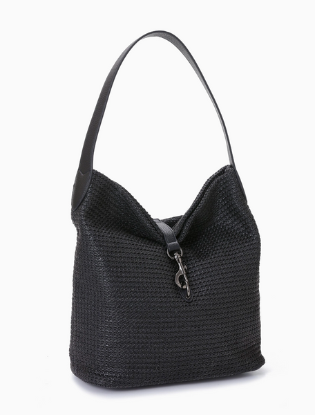 Haute Shore Raffia Shoulder Bag-Black
