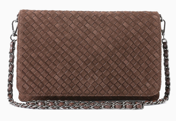 Haute Shore Lexi Woven Crossbody w/2 Straps-Chocolate