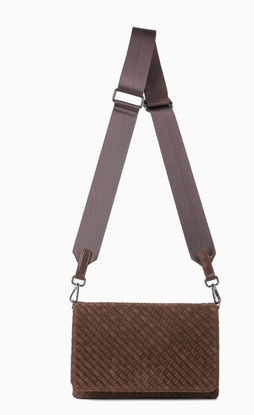 Haute Shore Lexi Woven Crossbody w/2 Straps-Chocolate