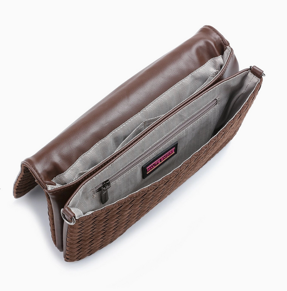 Haute Shore Lexi Woven Crossbody w/2 Straps-Chocolate
