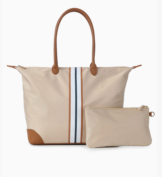 Haute Shore Sutton Nylon Striped Tote-Buff