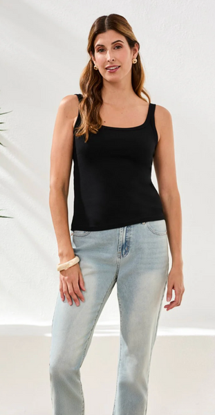 Tribal Fitted Cotton Stretch Tank Top-Black