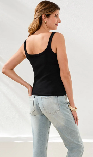 Tribal Fitted Cotton Stretch Tank Top-Black