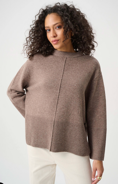 Joseph Ribkoff Wool Boxy Crewneck Sweater-Mink Melange