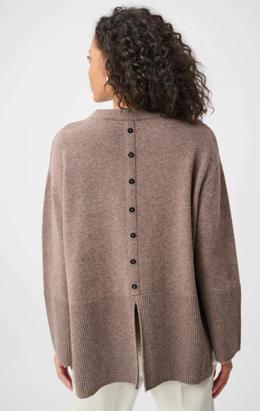 Joseph Ribkoff Wool Boxy Crewneck Sweater-Mink Melange