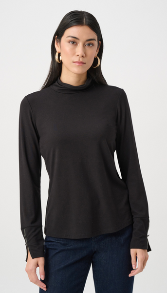 Joseph Ribkoff Jersey Fitted Mock-Neck Top-Black