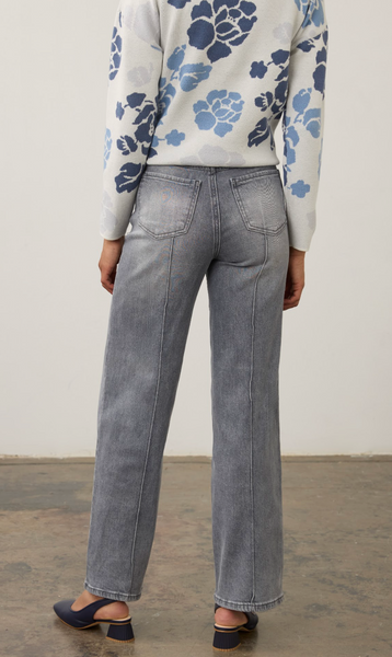 French Dressing Olivia Pintuck Wide Leg Jean-Blue Gray