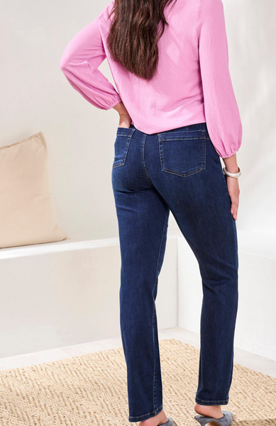 Tribal Sophia Curvy Pull On Straight Leg Denim-Darknight