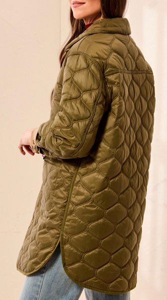 Tribal Reversible Quilted Jacket-Suede/Olive