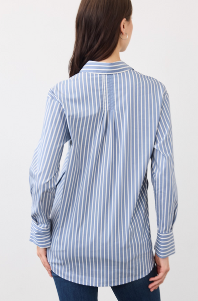 French Dressing Long Sleeve Button Down Shirt-Indigo Stripe