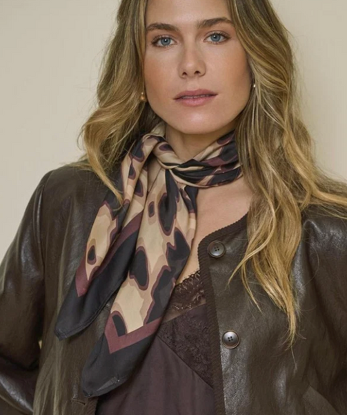 Esqualo Scarf Soft Embrace Black Brown Tan Abstract Print