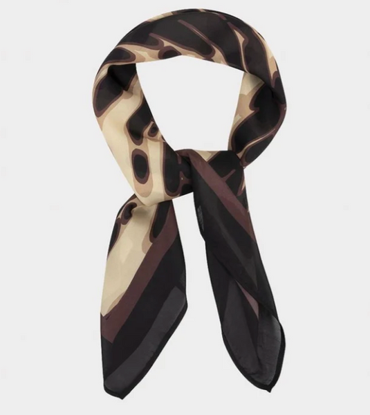 Esqualo Scarf Soft Embrace Black Brown Tan Abstract Print