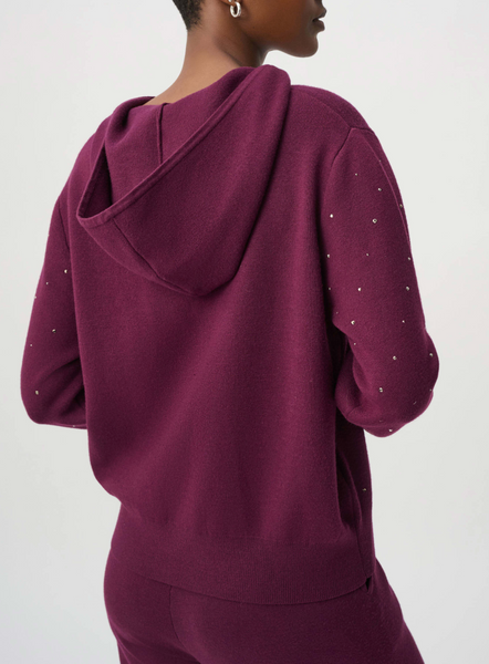 Joseph Ribkoff Embellished Hooded Pullover Sweater-Elderberry