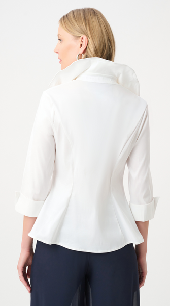 Joseph Ribkoff Double Lapel Collar Blouse-Stretch Taffeta/Vanilla