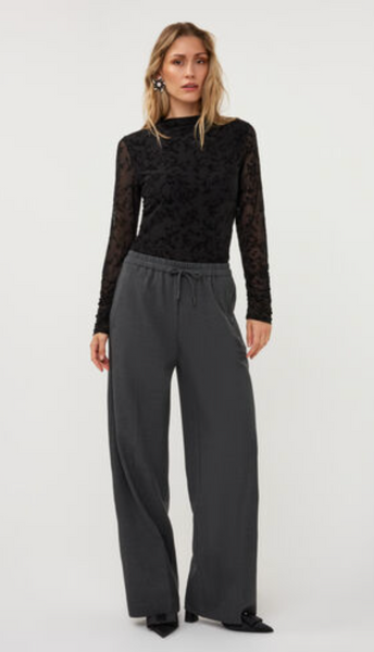 Esqualo  Wide Trouser w/Lurex-Charcoal