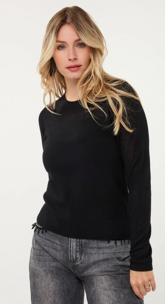 Esqualo Long Sleeve Wool Mix Sweater-Black