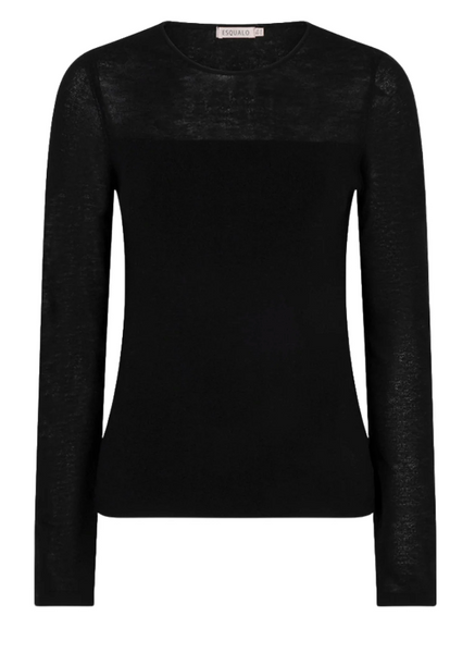 Esqualo Long Sleeve Wool Mix Sweater-Black