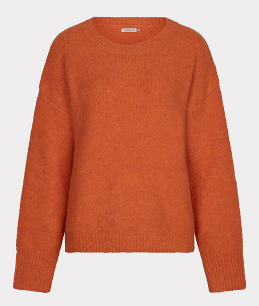 Esqualo Round Neck Long Sleeve Sweater-Fire