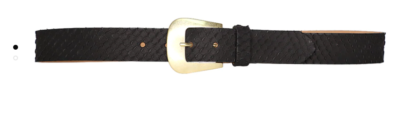 Streets Ahead Black Snake Textured Leather Belt W/ Gold Buckle