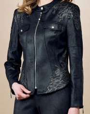 Insight Black Lace Faux Leather Jacket