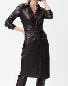 Joseph Ribkoff Mocha Faux Leather Dress