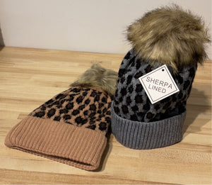 Mademoiselle Leopard Print Hat W/ Pom