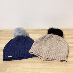 Frost Cashmere Basketweave Hat W/ Rabbit Pom