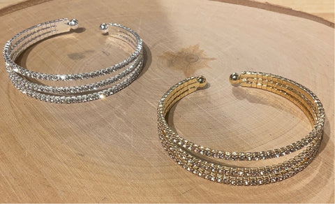 Coronet 3 row Crystal Open Cuff