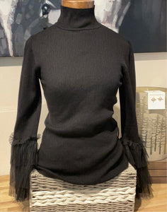 Frank Lyman Black Sweater W/ Sleeve Detail
